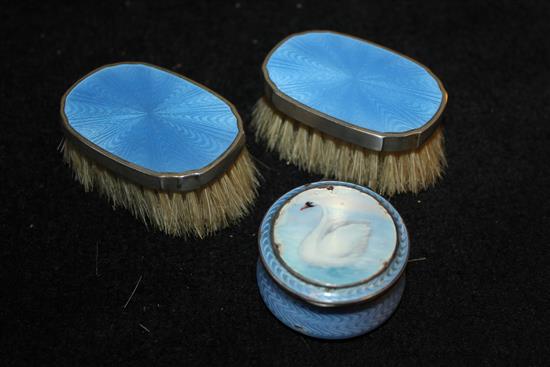 Pair of silver and enamel and a smoker patch box